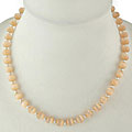 Silver Peach/ White Fusion Glass Necklace (Thailand)