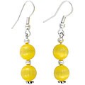Silver Yellow Fusion Glass Earrings (Thailand)