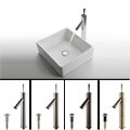 Kraus White Square Sink and Bruno Bathroom Faucet