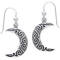 Sterling Silver Spiral Moon Celtic Earrings