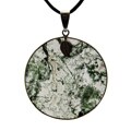 Large Round Moss Agate Pendant with Necklace (China)
