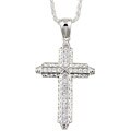 Sterling Essentials Sterling Silver 30-inch Cubic Zirconia Filigree Cross Necklace