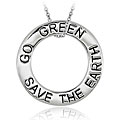 18k Gold/ Sterling Silver 'Go Green Save The Earth' Necklace