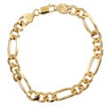 Caribe Gold 14k over Sterling Silver 8-inch Diamond-cut Figaro Chain Bracelet (7.5 mm)