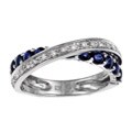 10k Gold Created Sapphire and 1/10ct TDW Diamond Ring (I-J, I2)