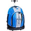J World 'Twinkle' Blue/ Black Rolling Backpack with Lightning Wheels