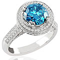 14k White Gold 2 1/2ct TDW Blue Diamond Ring