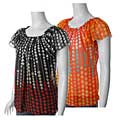 S Max by Adi Junior's Flutter-sleeve Dotted Chiffon Blouse