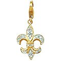 14k Gold 1/10ct TDW Diamond Fleur de Lis Charm