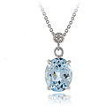 Glitzy Rocks Sterling Silver 4 2/5ct TGW Blue Topaz and Diamond Accent Necklace