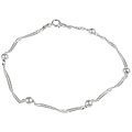 Sterling Silver Diamond-cut Chain/ Bead Anklet