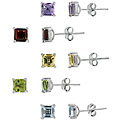 Glitzy Rocks Sterling Silver 6.7 TCW Multi-gemstone Stud Earrings (Set of 5)