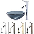 Kraus 14-inch Clear Black Glass Vessel Sink and Sheven Faucet