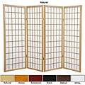 Wood and Rice Paper 4-foot 4-panel Windowpane Screen (China)
