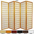 Wood and Rice Paper 5-foot 5-panel Windowpane Room Divider (China)