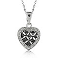 Sterling Silver 1/10ct TDW Black/ White Diamond Heart Necklace