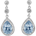 Sterling Silver Created Blue Spinel 1/10ct TDW Diamond Earrings