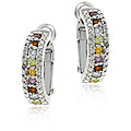 Glitzy Rocks Sterling Silver Gemstone Semi-hoop Earrings