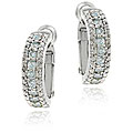 Glitzy Rocks Sterling Silver Blue Topaz and Diamond Accent Semi-hoop Earrings