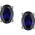 10k White Gold Created Sapphire Earrings