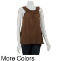 AtoZ Women's Gathered Round-neck Top
