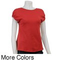 AtoZ Women's Rouched Sleeve Top