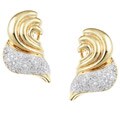 Knowledge waves Diamond Tdm base 18k Yellow Gold 1 1/10ct TDW Diamond Wave Earrings (I, I3)