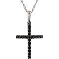 10k Gold 1/6ct TDW Black Diamond Cross Necklace
