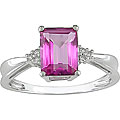 10k White Gold Pink Topaz and Diamond Accent Ring