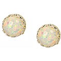 10k White Gold Round Synthetic Opal Earrings