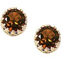 10k White Gold Smokey Quartz Stud Earrings