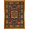 Indo Kazak Red/ Ivory Wool/ Cotton Rug (4'8 x 6'5)