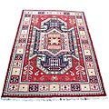 Indo Kazak Hand-knotted Red/ Ivory Rug (4' x 6')