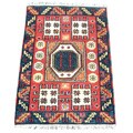 Indo Kazak Hand-knotted Red/ Navy Rug (2' x 3')