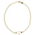 Caribe Gold 14k over Sterling Silver Silver Triple-heart Anklet