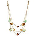 Goldtone Glass and Wood Bead Triple-strand Necklace