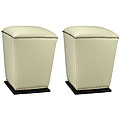 Mason Bicast Leather Off White Ottoman (Set of 2)