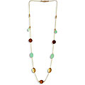 Goldtone Turquoise and Wood Single-strand Necklace