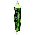 Hibiscus Lime Green and Black Sarong (Indonesia)