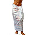 Triple Embroidered White Sarong (Indonesia)