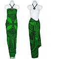 Women's Celtic Cross/ Circle Green Sarong (Indonesia)