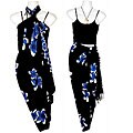Plumeria Blue/ Black Sarong (Indonesia)