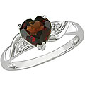 10k Gold Garnet and Diamond Accent Heart Ring