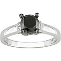 10k White Gold 1ct TDW Black Diamond Ring
