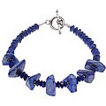 Sterling Silver Bead Lapis Lazuli Women's Bracelet (Thailand)
