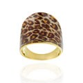 18k Gold/ Sterling Silver Leopard Print Ring