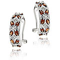 Glitzy Rocks Sterling Silver Garnet and Diamond Half-hoop Earrings