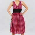 Mint Green Women's Fuschia Gingham Empire Waist Dress
