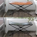 Woven Leather and Iron Bench (India)