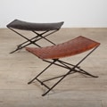 Woven Leather and Iron Bench (India)